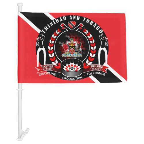 Trinidad and Tobago Flag with Steelpan and Sticks