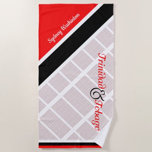 Trinidad and Tobago Flag with Your Name Beach Towel