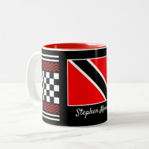 Trinidad and Tobago Flag with Your Name on Two-Tone Coffee Mug