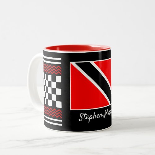 Trinidad and Tobago Flag with Your Name on Two_Tone Coffee Mug