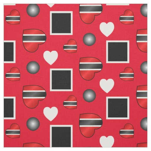 Trinidad and Tobago Heart Flag on Red Fabric