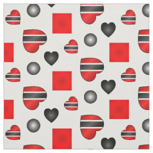 Trinidad and Tobago Heart Flag on WHITE Fabric