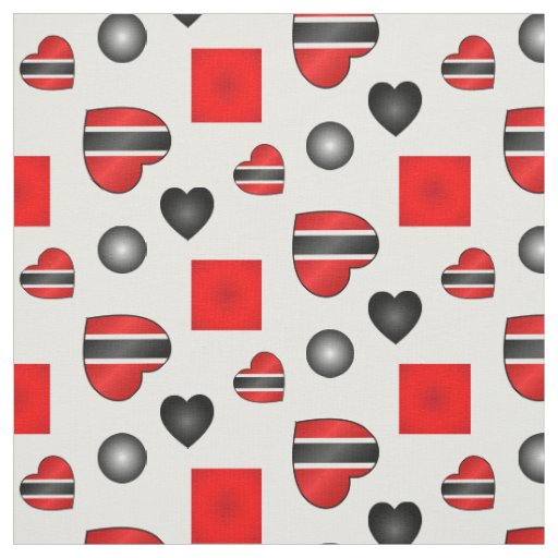 Trinidad and Tobago Heart Flag on White Fabric