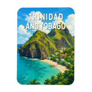 Trinidad and Tobago Illustration Travel Art Retro Magnet