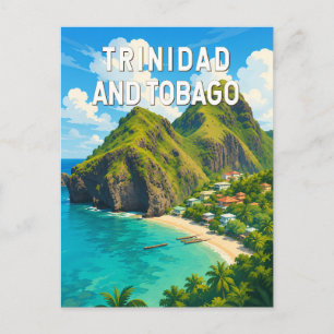 Trinidad and Tobago Illustration Travel Art Retro Postcard