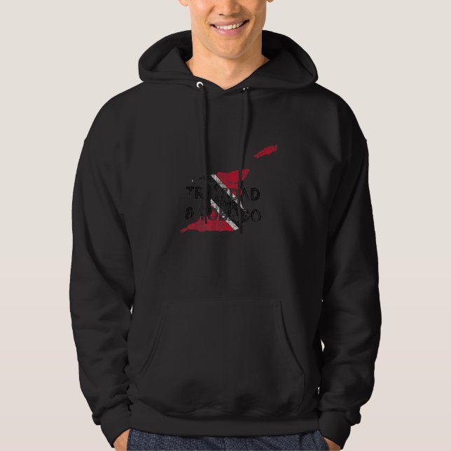 Trinidad and Tobago Map and Flag  Distressed Souve Hoodie (Front)