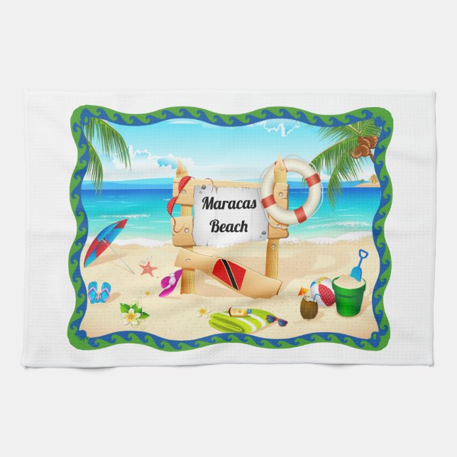 Trinidad and Tobago Maracas Beach Towel (Horizontal)