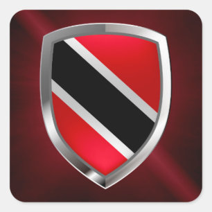Trinidad and Tobago Metallic Emblem Square Sticker