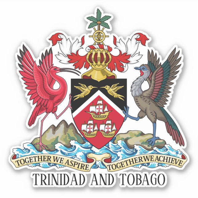 Trinidad and Tobago National Coat Of Arms Sticker (Front)