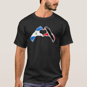 Trinidad And Tobago Nicaragua Flag Heart Mix Herit T-Shirt
