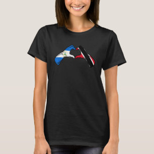 Trinidad And Tobago Nicaragua Flag Heart Mix Herit T-Shirt