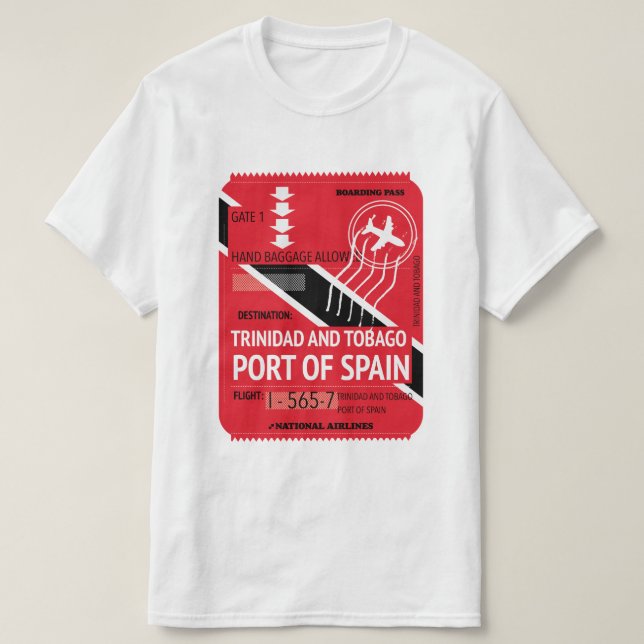 trinidad and tobago port of spain travel ticket T-Shirt (Design Front)