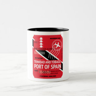 trinidad and tobago port of spain travel ticket Two-Tone coffee mug