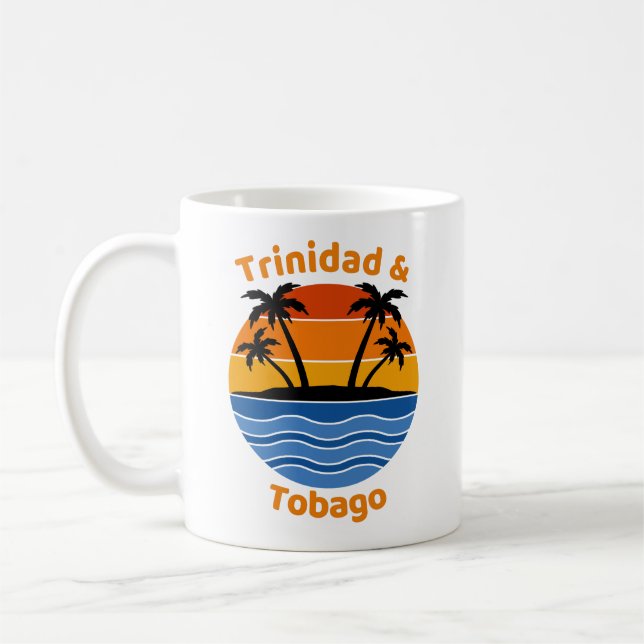 Trinidad and Tobago Retro Sunset  Coffee Mug (Left)