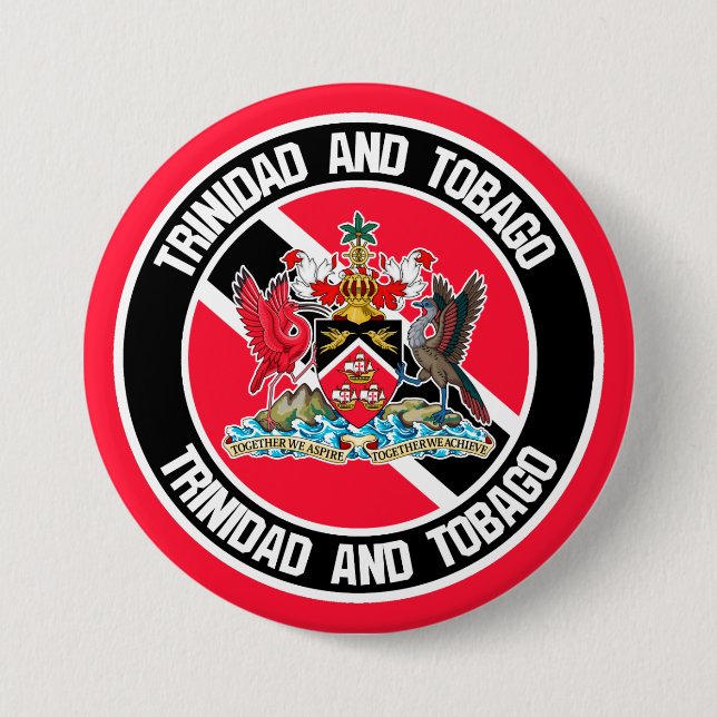 Trinidad and Tobago Round Emblem Button (Front)