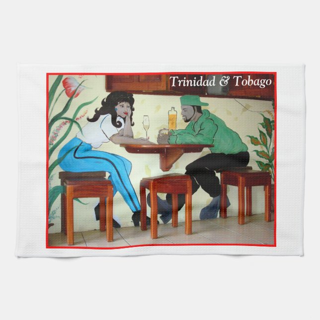 Trinidad and Tobago Rum Shop Picture Kitchen Towel (Horizontal)