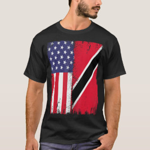 Trinidad And Tobago Trini Roots Half USA Trinidad  T-Shirt
