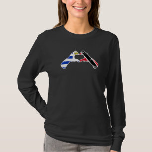 Trinidad And Tobago Uruguay Flag Heart Mix Heritag T-Shirt