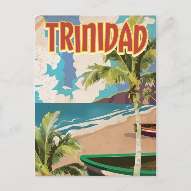 Trinidad cartoon travel poster postcard (Front)