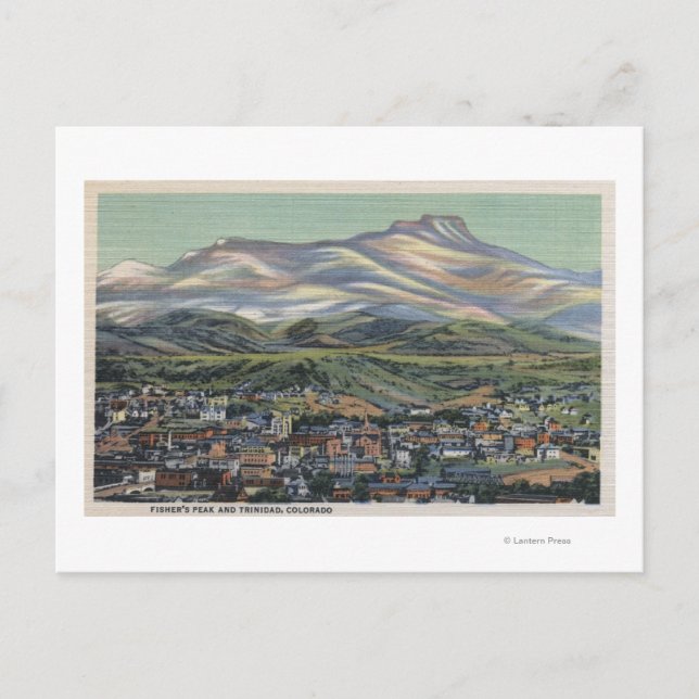 Trinidad, Colorado - Fisher's Peak and City Postcard (Front)