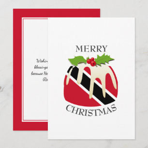 TRINIDAD FLAG   Christmas Pudding   Festive Holiday Card