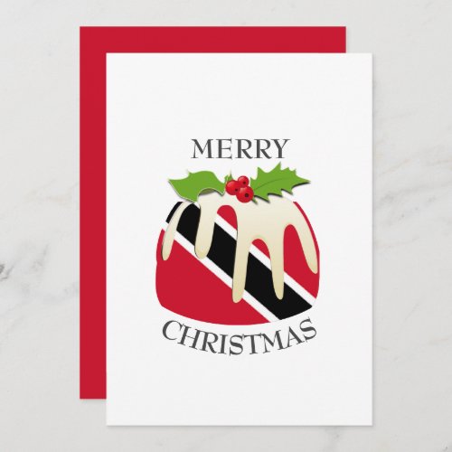 TRINIDAD FLAG  Christmas Pudding  Festive Holiday Card