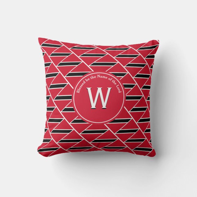 TRINIDAD FLAG Customized Monogram Scripture Throw Pillow (Front)