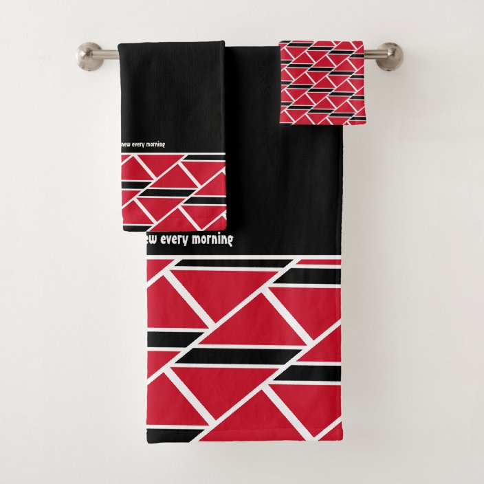 TRINIDAD FLAG Customized Scripture BLACK Trini Bath Towel Set