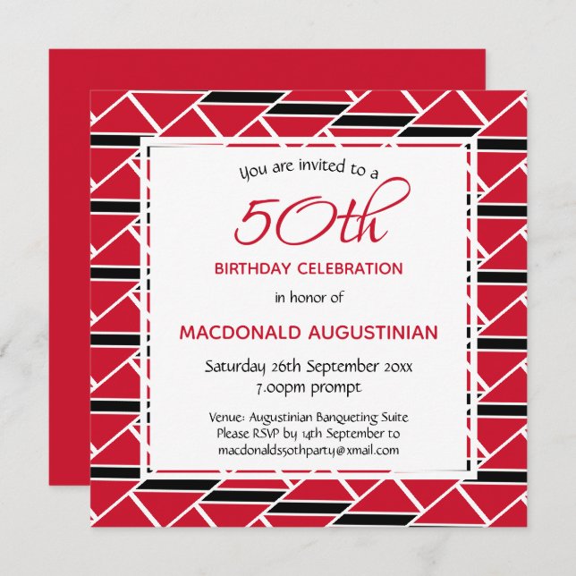 TRINIDAD FLAG Personalized 50th Birthday Invitation (Front/Back)