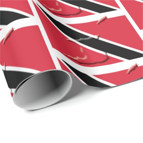 TRINIDAD FLAG with Map Outline Wrapping Paper