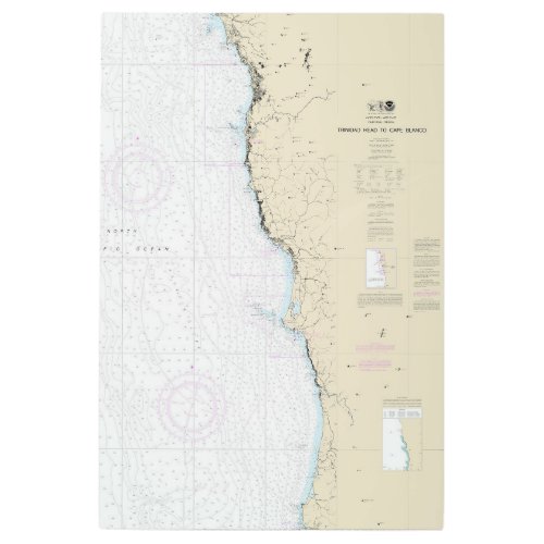 Trinidad Head to Cape Blanco Nautical Chart 18600 Metal Print