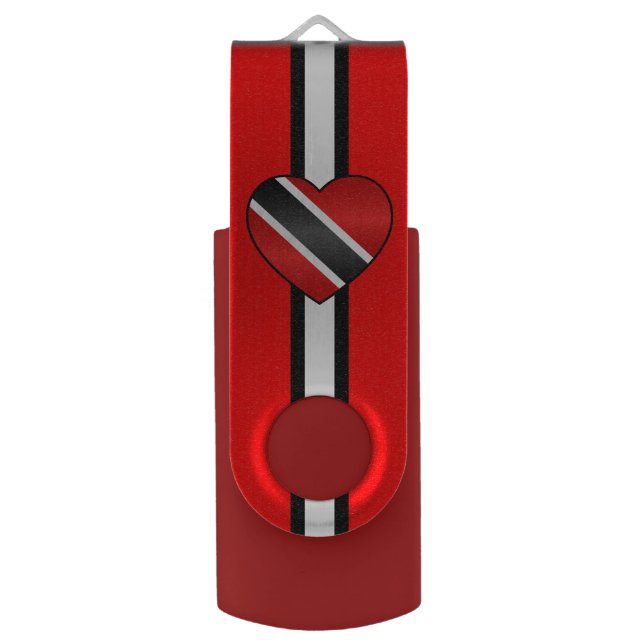 Trinidad Heart Flag Personalised USB Flash Drive (Front Vertical)