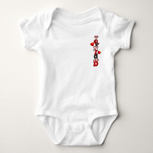 Trinidad in Stylized Text Graphic with Hearts Baby Bodysuit