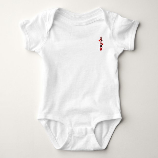 Trinidad in Stylized Text Graphic with Hearts Baby Bodysuit (Front)