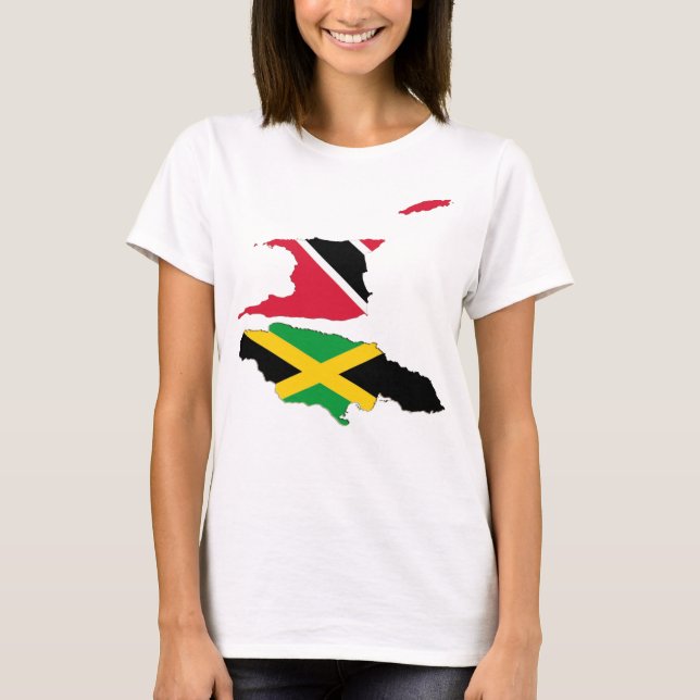Trinidad Jamaica map outlines T-Shirt (Front)