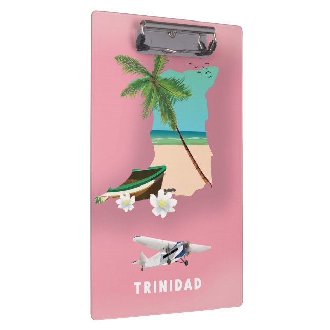 Trinidad map illustrated travel poster. clipboard (Right)