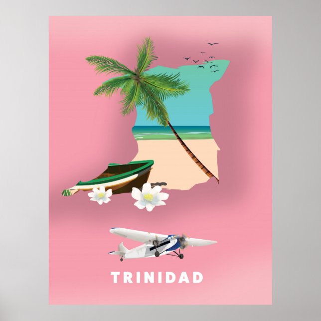 Trinidad map illustrated travel poster. poster (Front)