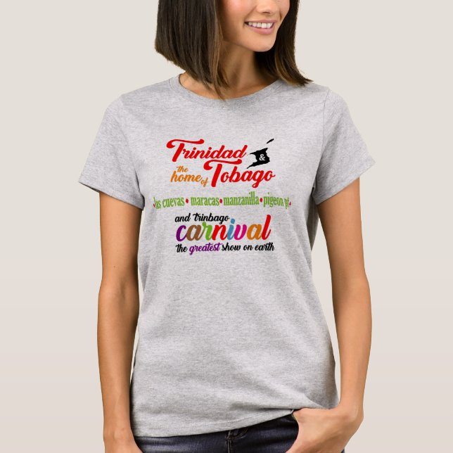Trinidad & Tobago Carnival and Favorite Beaches T-Shirt (Front)