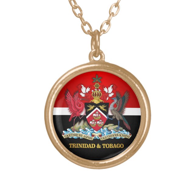 Trinidad & Tobago COA Gold Plated Necklace (Front)