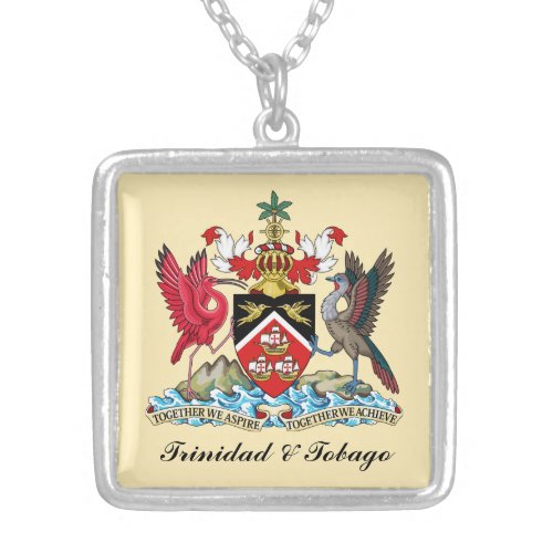 Trinidad  Tobago Coat Of Arms Silver Plated Necklace