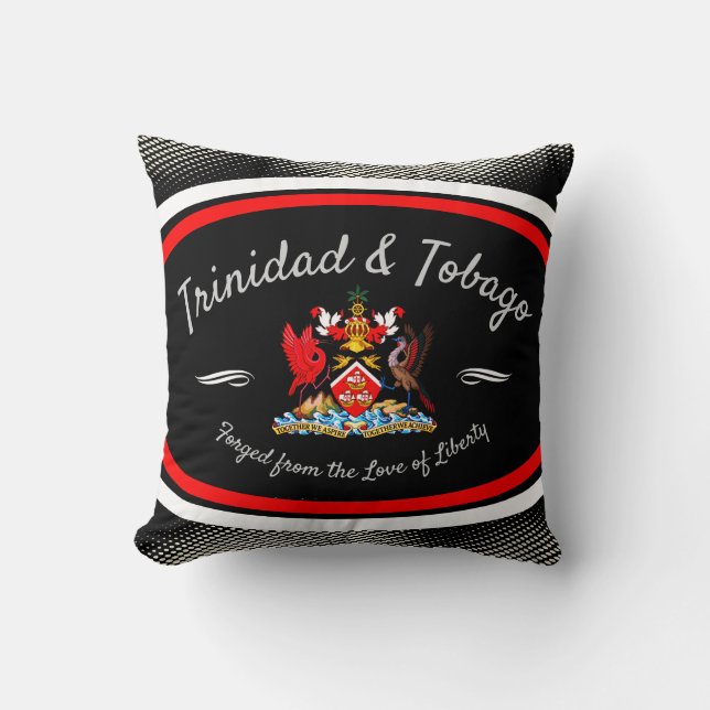 Trinidad & Tobago Coat of Arms White Dot Pattern Throw Pillow (Front)