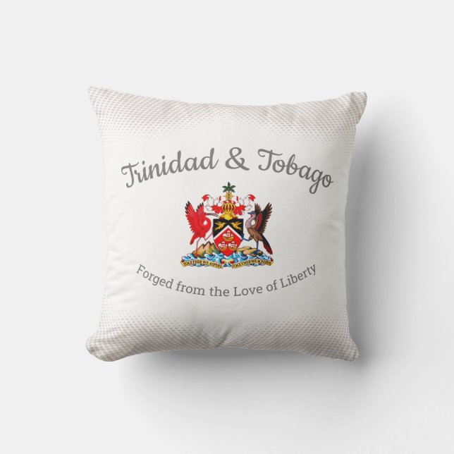 Trinidad & Tobago Coat of Arms with Dot Pattern Throw Pillow (Front)