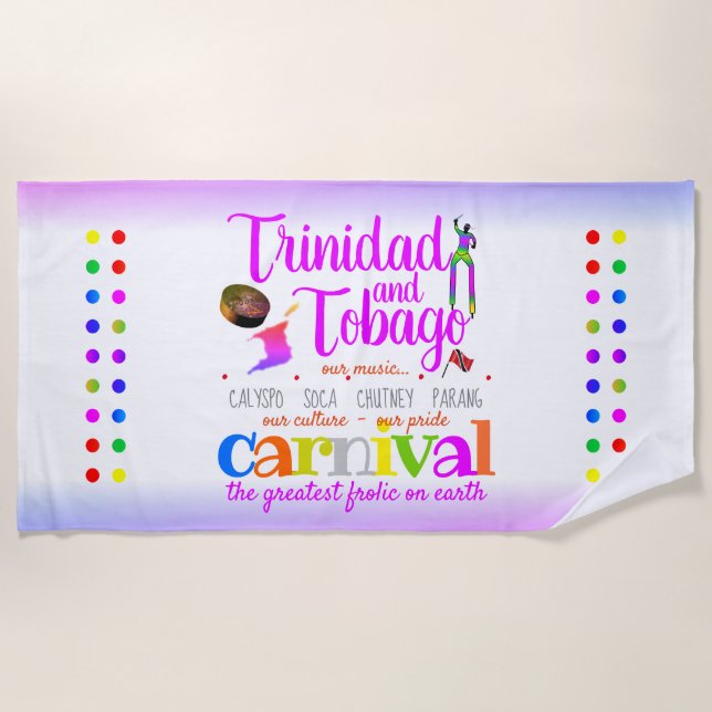 Trinidad & Tobago Culture Pride Carnival - WHITE Beach Towel (Front)