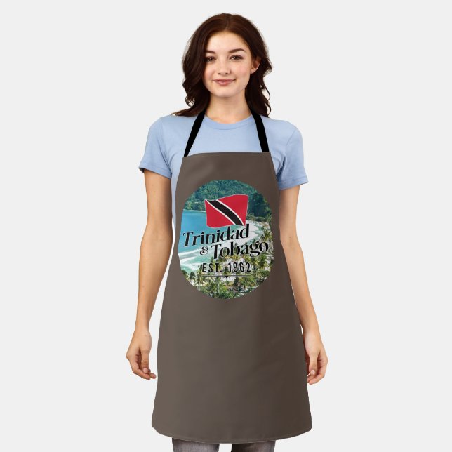 "Trinidad & Tobago Est. 1962" Beach With Flag Apron (Worn)
