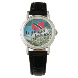 "Trinidad & Tobago Est. 1962" Beach With Flag Watch