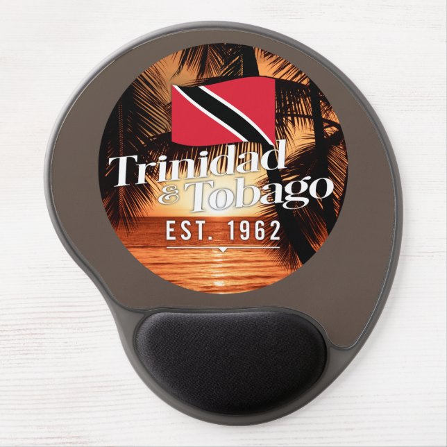 "Trinidad & Tobago Est. 1962" Sunset With Flag Gel Mouse Pad (Front)
