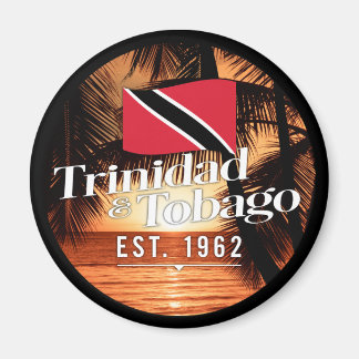 "Trinidad & Tobago Est. 1962" Sunset With Flag Magnet