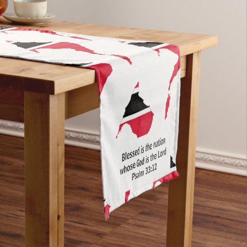 TRINIDAD  TOBAGO Flag Christian Scripture Short Table Runner