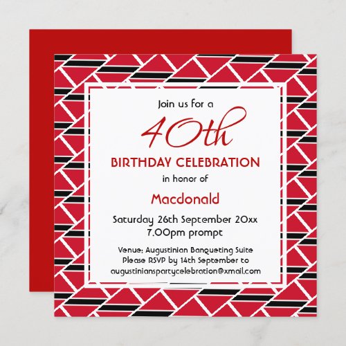 TRINIDAD TOBAGO FLAG Custom Birthday Celebration Invitation