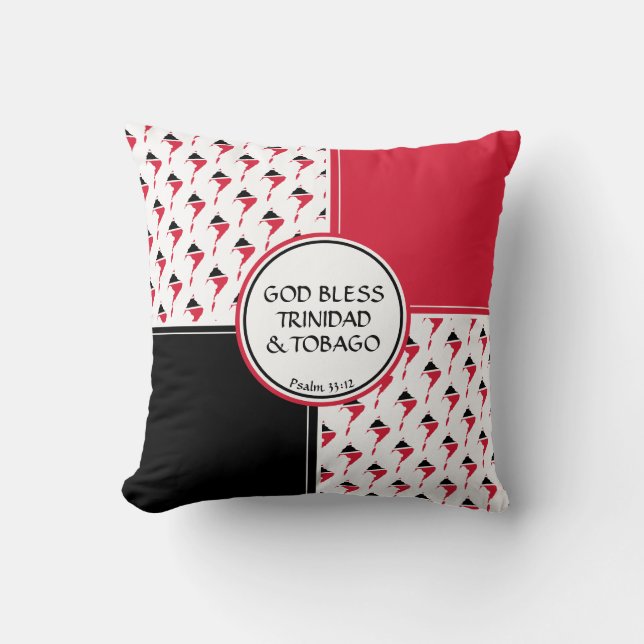 TRINIDAD TOBAGO Flag Custom Patriotic GOD BLESS Throw Pillow (Front)